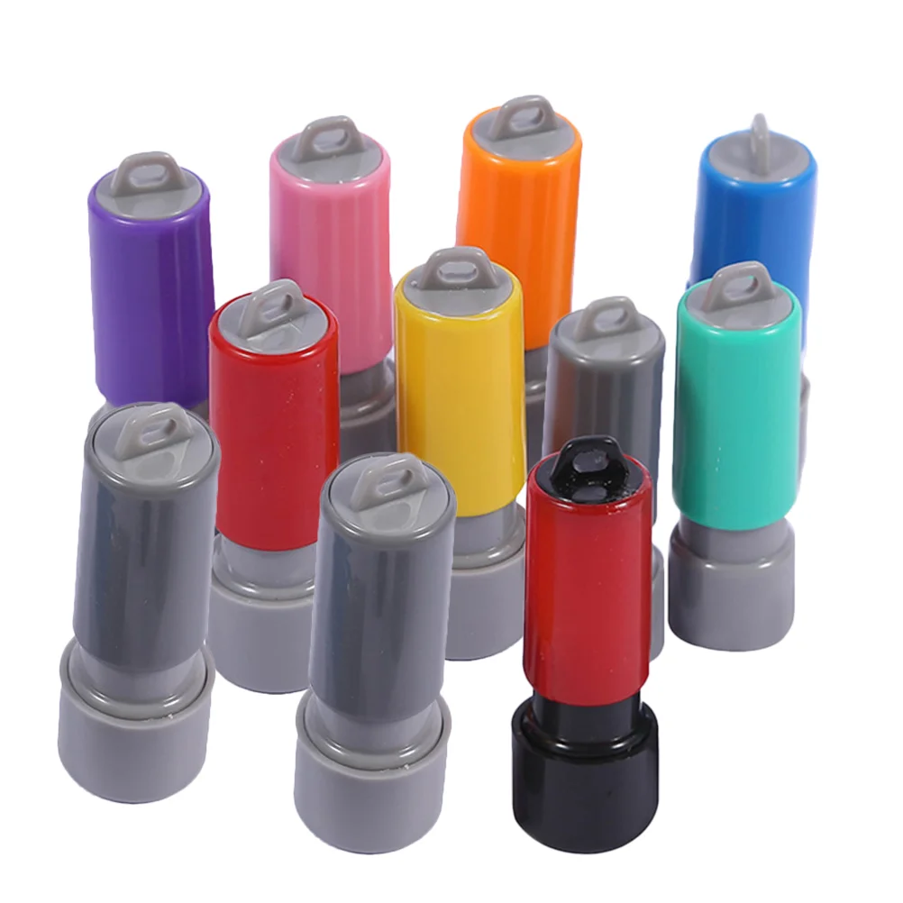 10 Pcs Case with Pad Small Stamps Self Holiday Blank Engraved Making Tool Accessory Seals