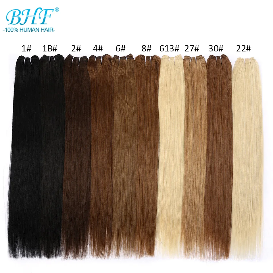 ตรงผมมนุษย์ยุโรป Remy มนุษย์ผมสานเย็บ Weft Extensions ผมธรรมชาติสีน้ําตาลสีบลอนด์ 14 "-28 นิ้ว BHF