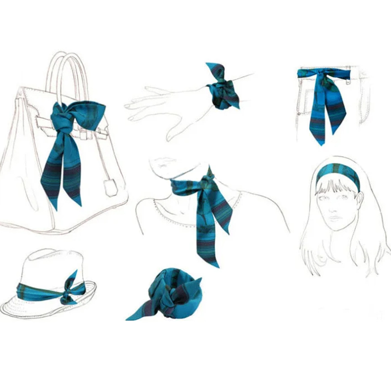 Luxe 5*85 cm Slanke Model Temperament Kleine Sjaal Lange Zijden Sjaal Haarband vrouwen All-Match Dubbelzijdig Streamer