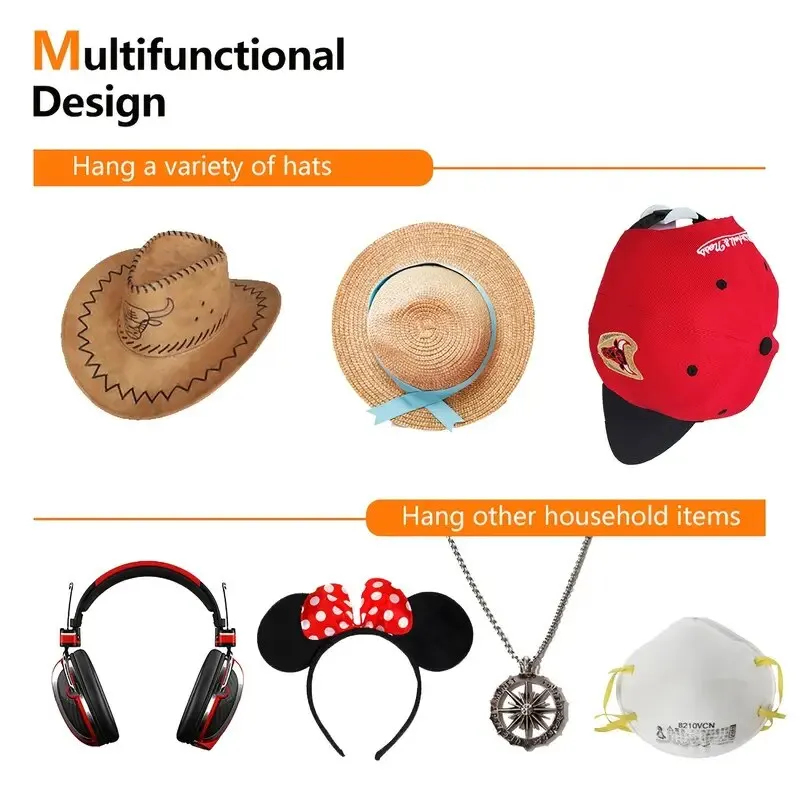 5 10 pz Nuovo Cappello Da Baseball Gancio Cappello Gancio Appicciolante Traceless Gancio Nero Design Minimalista Cappello Rack Semplice Auricolare Collana di Stoccaggio