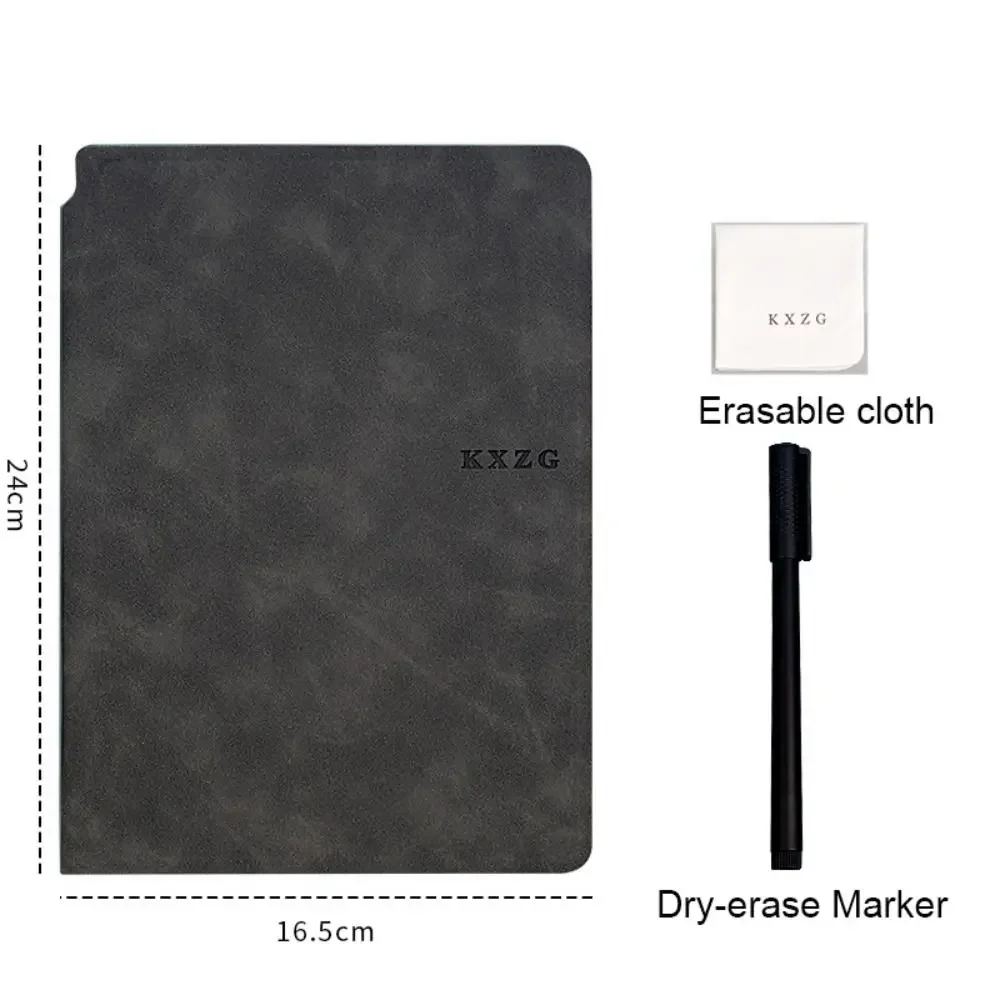 A5 Reusable Whiteboard Notebook Set with Whiteboard Pen Erasing Cloth Leather Memo Pad Weekly Planner Portable Stylish Office
