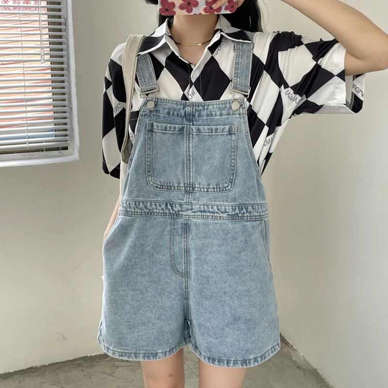 Blauwe denim shorts dames 2023 zomer losse wijde pijpen shorts Koreaanse jumpsuit shorts voor dames