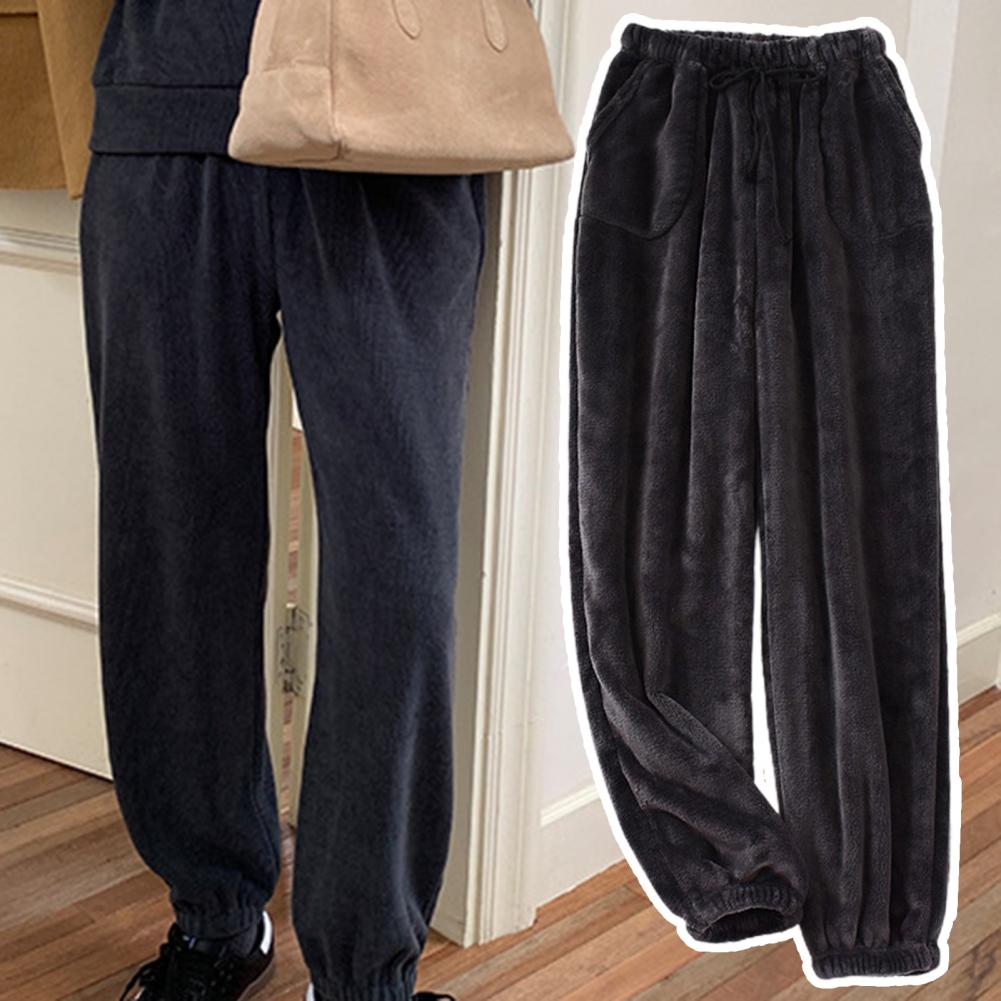 Ropa de dormir cómoda y elegante para hombre, pantalones de invierno con cordón de Color sólido, pantalones de pijama rectos, ropa de casa