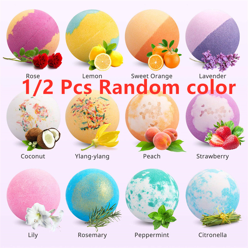 Bath Bombs ของขวัญ 1/2 ชิ้น Handmade อุดมไปด้วยน้ํามันหอมระเหย, ให้ความชุ่มชื้นผิวแห้ง, เหมาะสําหรับ Bubble & Spa Bath, ของขวัญวันเกิดวันแม่