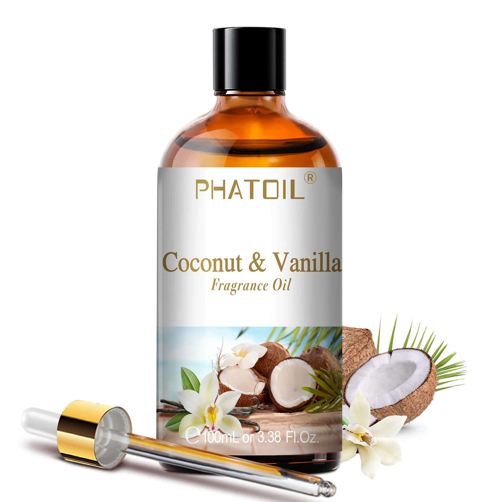 PHATOIL 100 ml Aromatherapie-Duftöl, Kokosnuss und Vanille, Erdbeere, Kirsche, Zitrone, 1/2/3 Stück Aromaöl für die Herstellung von Diffusor-Kerzen