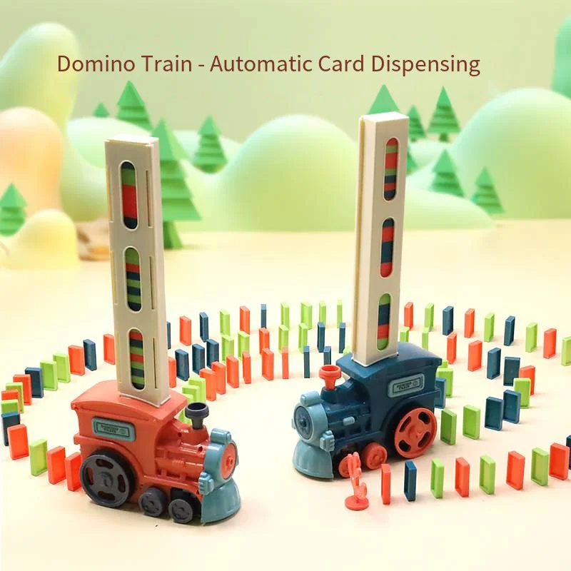 Domino Train for Kids Automatic Electric Laying Car Colorful Dominoes Set Educational Toys Blocks Gift for Boys Girls