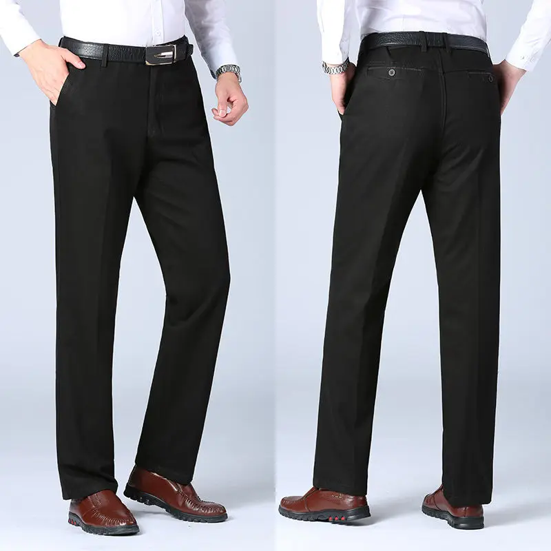 Herrenhose, Business-Freizeithose, Herbst- und Frühlingskleid, gerade Hose, schwarze Anzughose, lockere formelle Anzughose