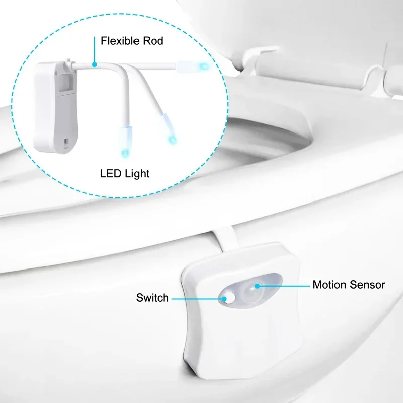 ZK30 Sensor de movimiento PIR inteligente asiento de inodoro luz nocturna 8/16 colores retroiluminación impermeable para inodoro lámpara LED WC luz de inodoro