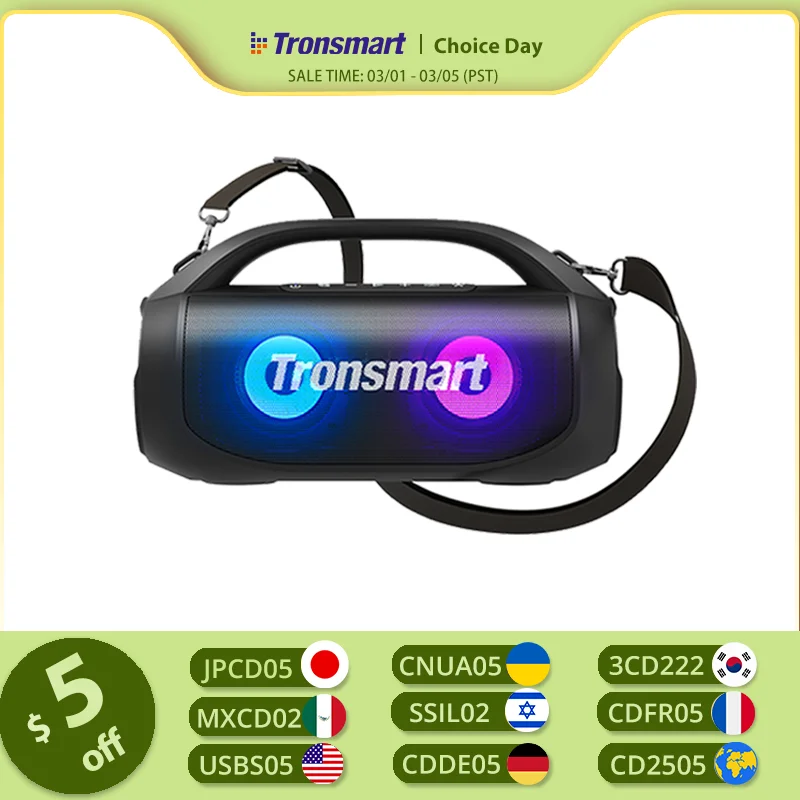 Tronsmart Bang SE Lautsprecher Leistungsstarker tragbarer Lautsprecher mit Bluetooth 5.3, tragbarer Griff, 24-Stunden-Spielzeit, für Party, Camping