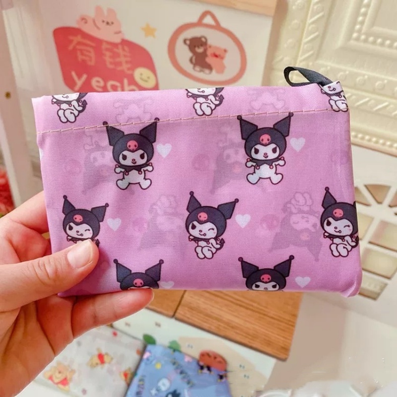 Sanrio bolsa de compras Hello Kitty My Melody Kuromi portátil ecológico supermercado grande Stora Cinnamoroll plegable compras Ba