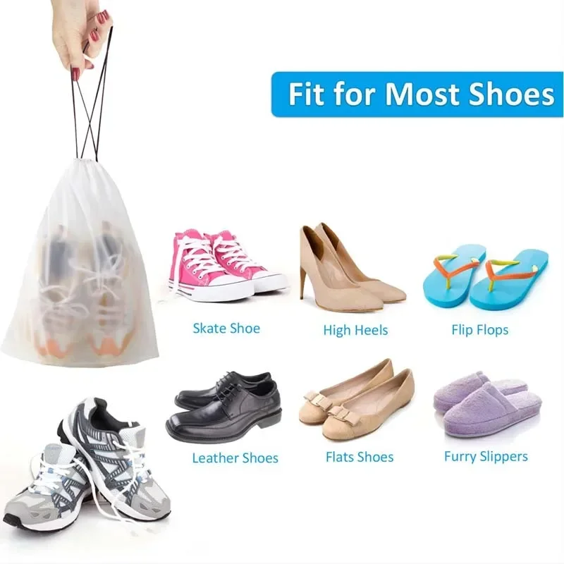 5/10PCS แบบพกพารองเท้า Drawstring กระเป๋าสําหรับ Sundries Travel แต่งหน้ากระเป๋ากันน้ําโปร่งใสพลาสติกกระเป๋า