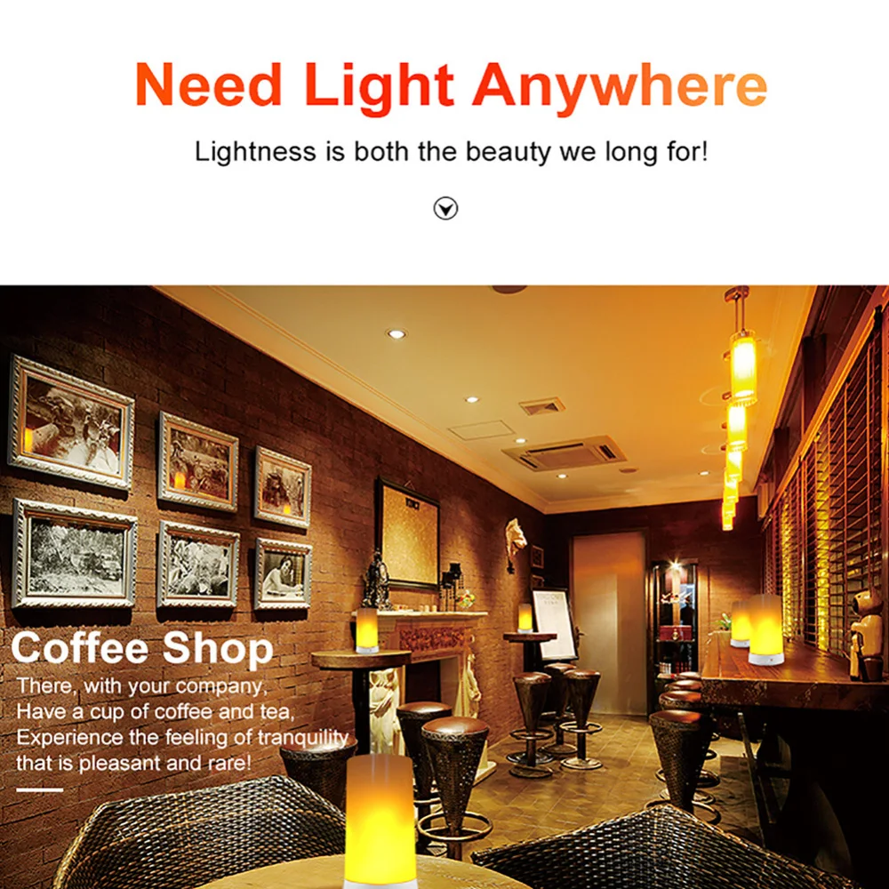 USB Rechargeable LED Flame Lamp Simulated Flame Effect Light Realistic Fire Atmosphere Light Indoor Decoration 4 Lighting Modes
