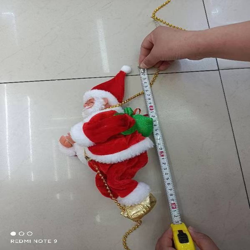 Papai Noel que pode escalar a corda, brinquedos elétricos, contas de escada, presentes de Natal, contas de boneca de música decorativa