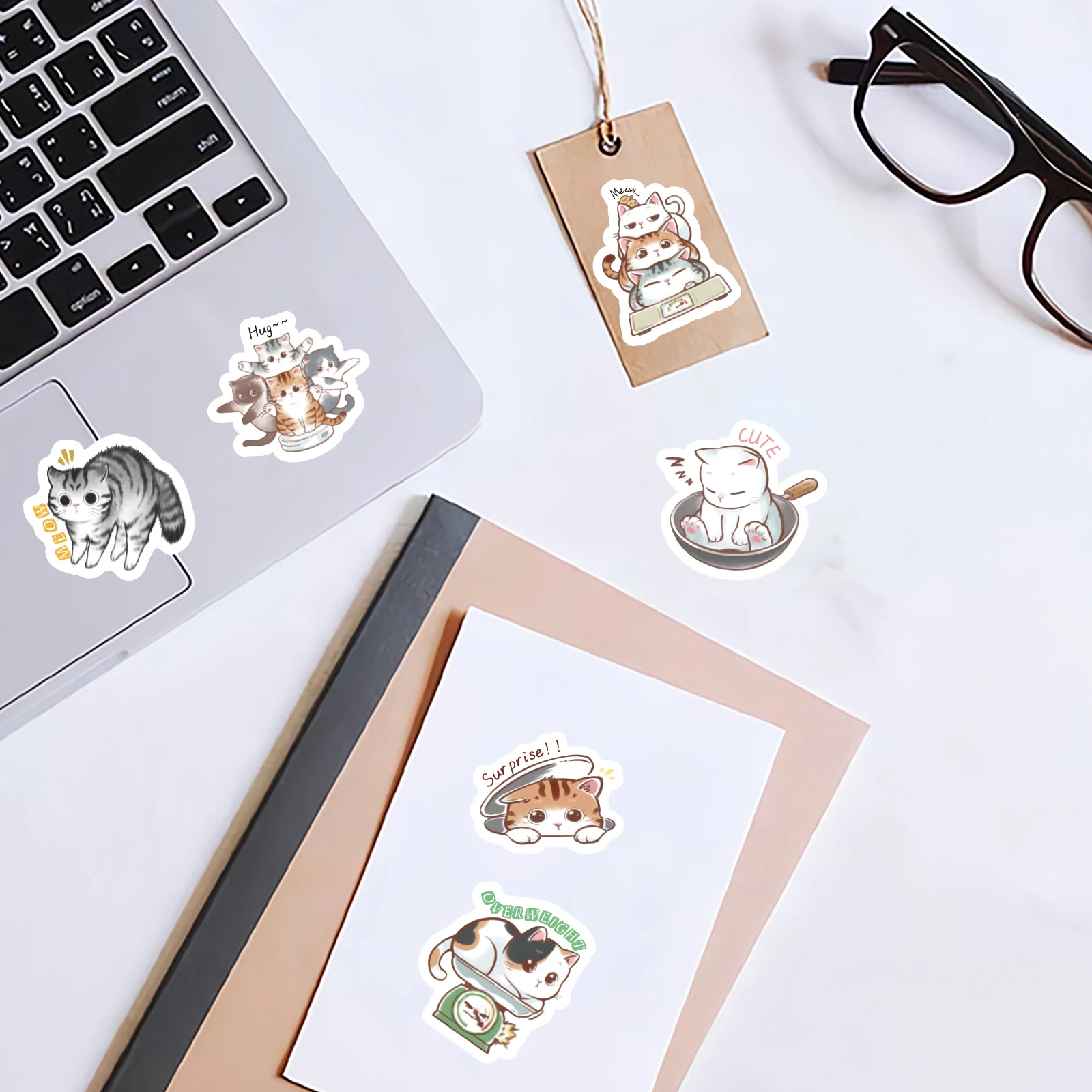 46pcs 노트북, 물병, 가방, DIY, 개학 시즌, 발렌타인 데이, 어린이 스티커에 대 한 귀여운 새끼 고양이 스티커