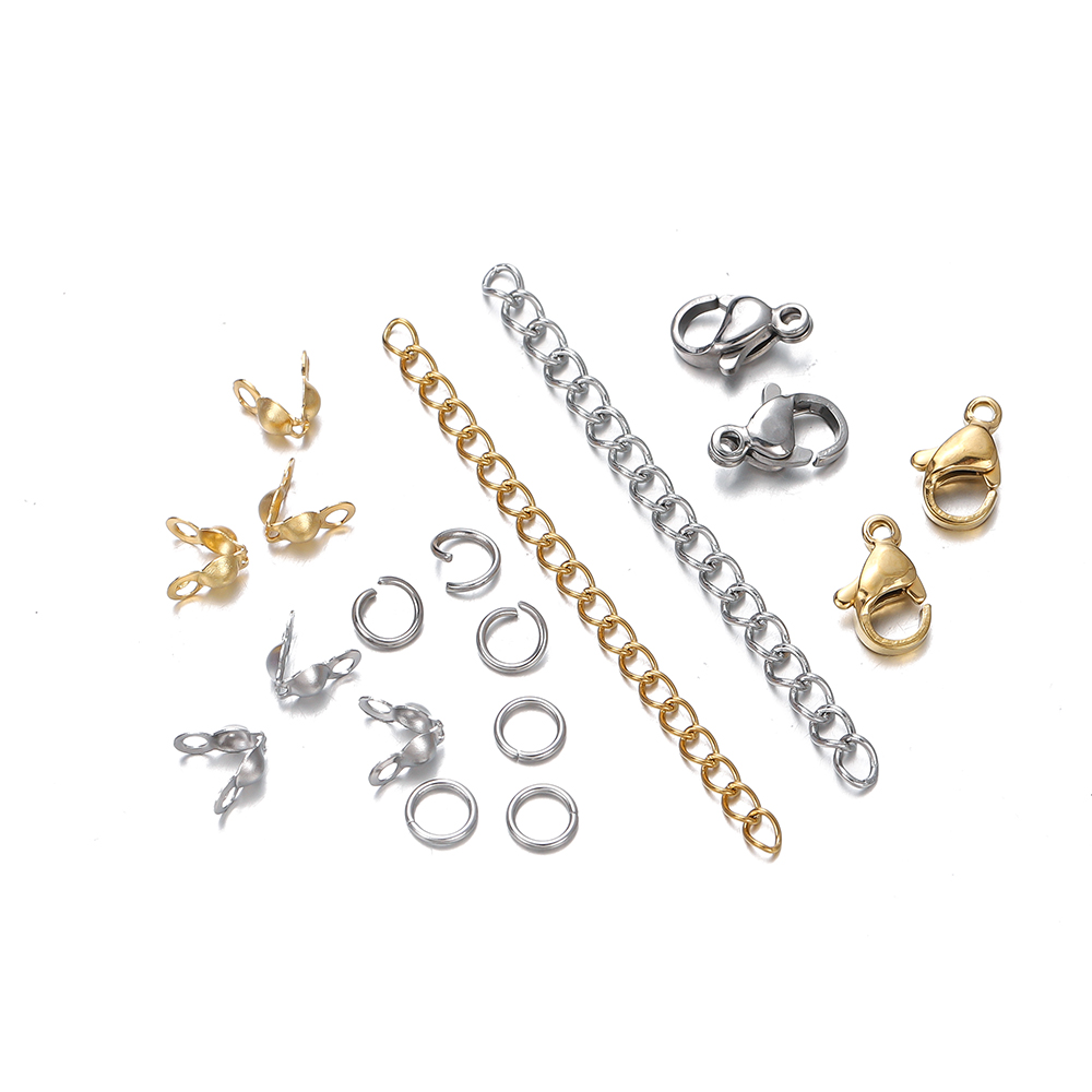 1 กล่องสแตนเลส Clasps กุ้งก้ามกรามเปิดแหวนกระโดด CRIMP ลูกปัดหมวกชุดสําหรับ DIY สร้อยข้อมือสร้อยคอเครื่องประดับทําชุด
