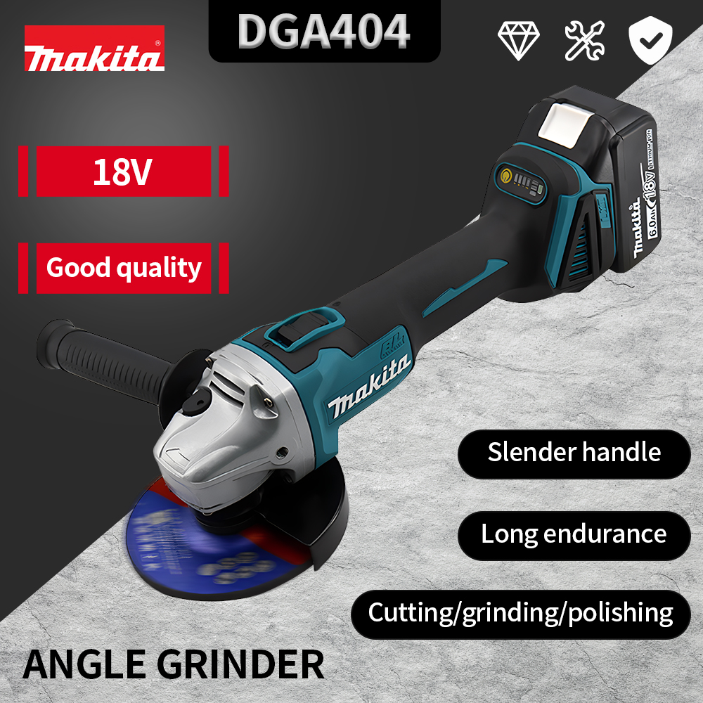 Makita 100/125mm moedor de ângulo sem escova dga404 máquina de polimento de corte para bateria 18v 4 engrenagens ferramentas de polimento de alta potência