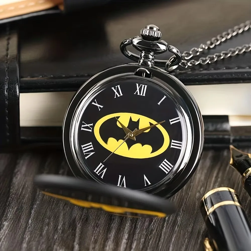 Relógio de bolso preto com rosto sorridente, desenho animado, anime, retrô, relógio de bolso de quartzo, moda personalizada