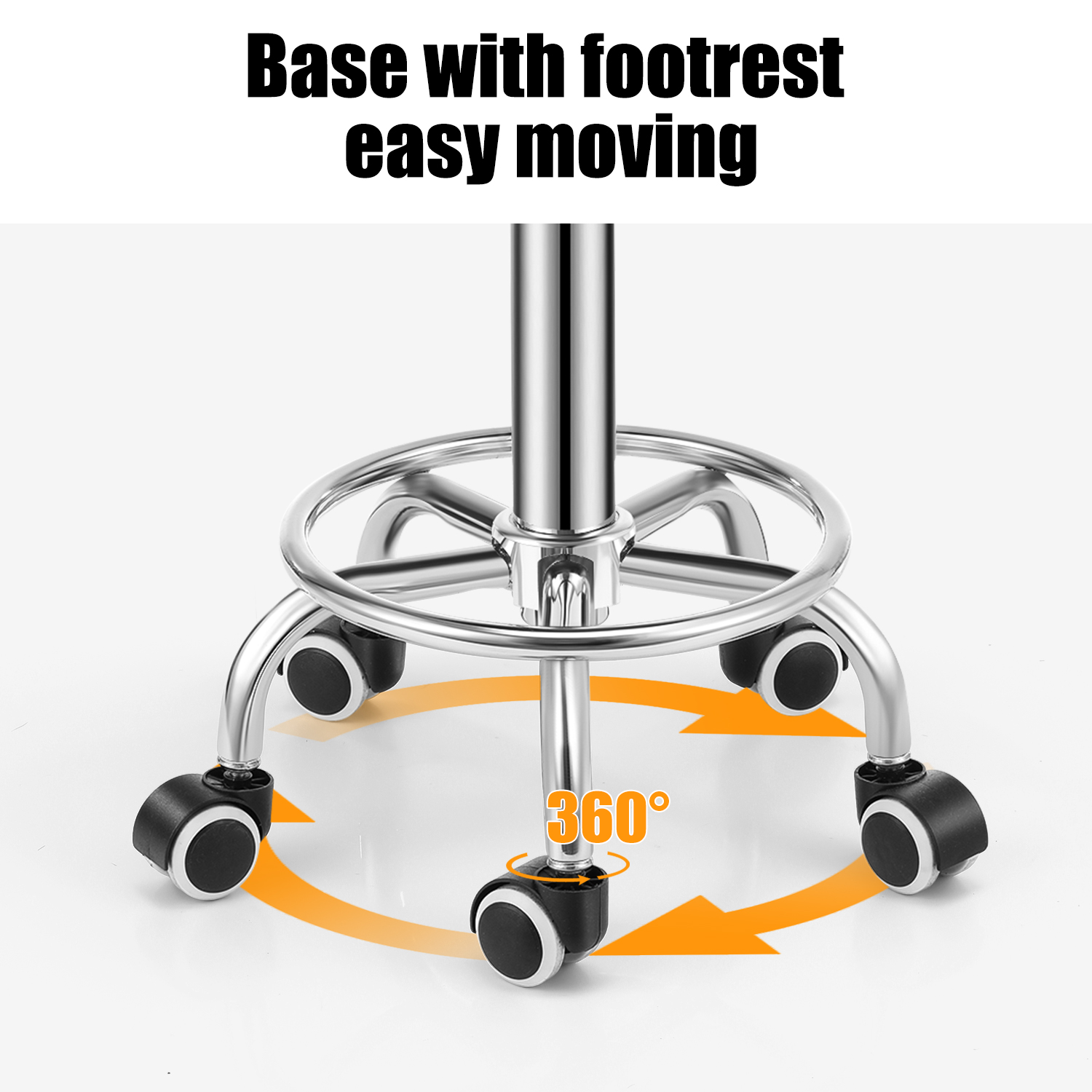 Round Bar Stool PU Leather with Footrest Height Adjustable Swivel Pub Chair Home Kitchen Bar stools Backless Stool (Black)