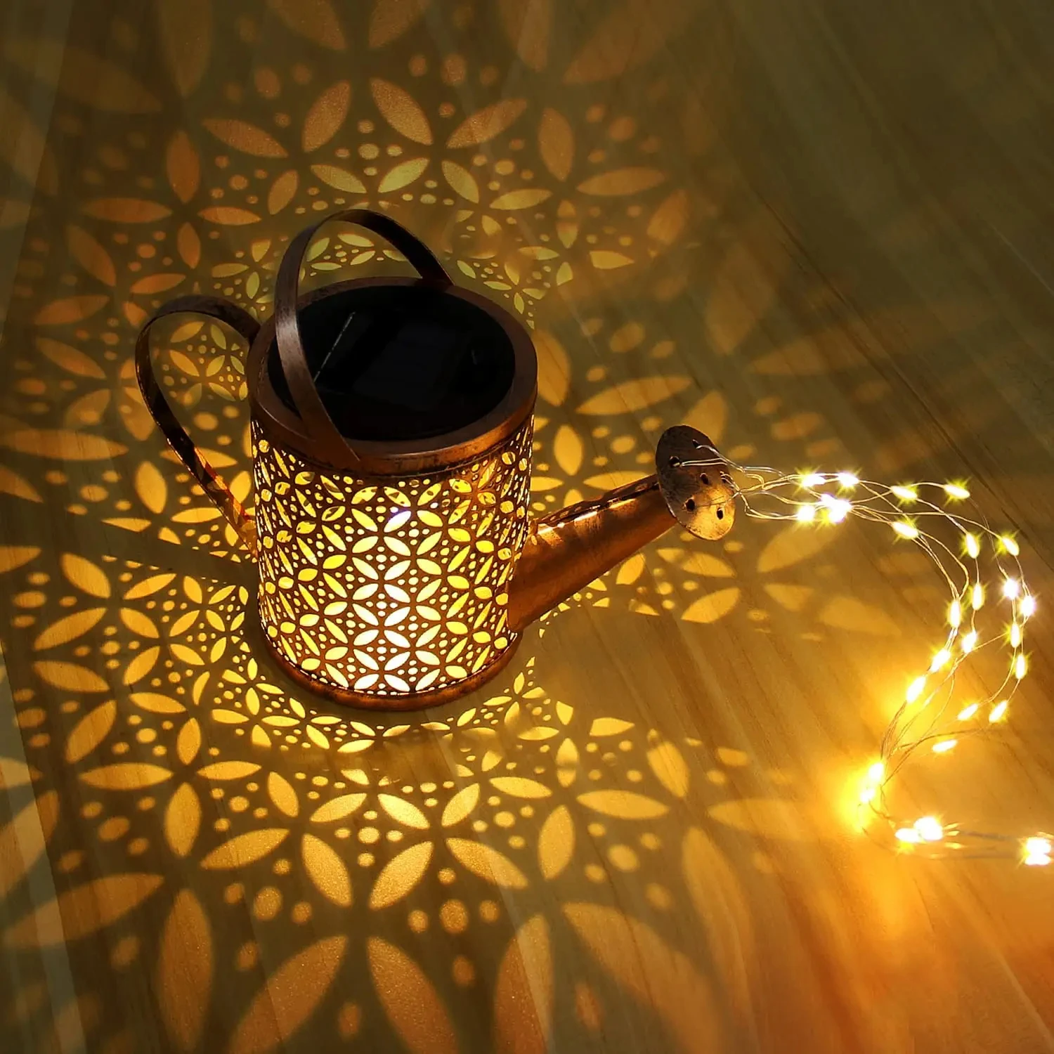 Solar Watering Can with Lights, Luzes solares ao ar livre do jardim, Lanterna suspensa impermeável, Yard Patio Decor, 1pc