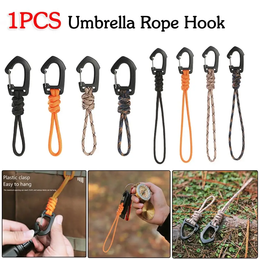 Llavero con Gancho de cuerda de paraguas para acampar al aire libre, herramienta pequeña, cordón de llave, cuerda trenzada, accesorios deportivos de 7 núcleos, 1 piezas