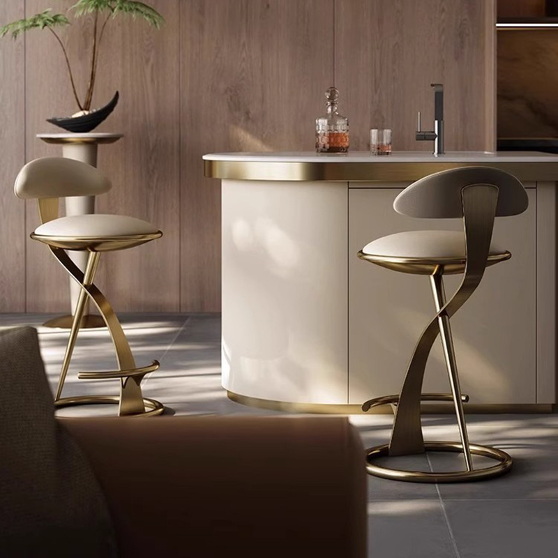 Tabouret haut design italien léger chaises de Bar de luxe meubles de Bar créatifs maison en acier inoxydable café cuisine dossier chaise de Bar