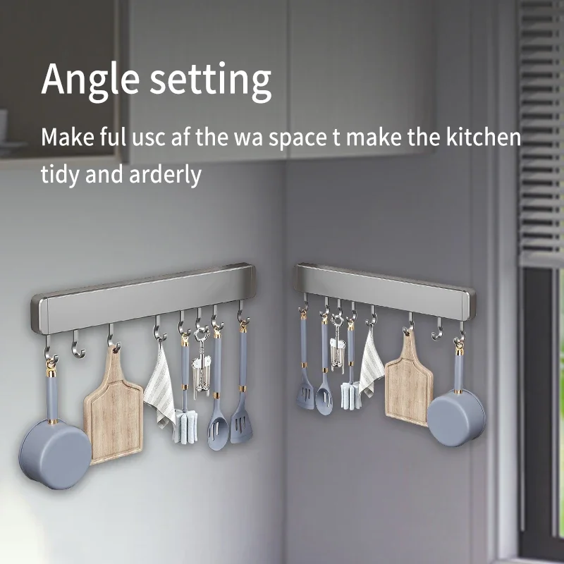 เครื่องครัว Hooks Rack Organizer ชั้นวางของติดผนังช้อนผู้ถือเครื่องครัวอุปกรณ์เสริม