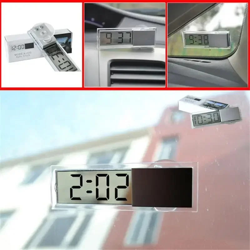 Mini reloj electrónico Digital para coche, reloj con pantalla LCD transparente duradera de alta calidad con decoración Universal con ventosa