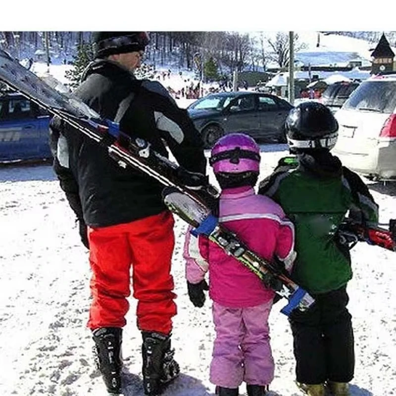 ไนลอน Skiing POLE ไหล่ Hand Carrier Lash สายรัดปรับ BUCK HOOK LOOP ปกป้องไนลอนสีดําสกีสายคล้องกระเป๋า