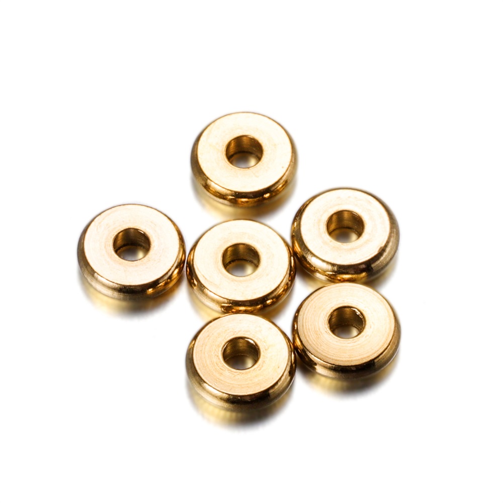 20 stuks roestvrij staal platte spacer kralen 3 4 5 6 8 10 mm gouden losse grote grote gat charme kralen voor armband diy sieraden maken