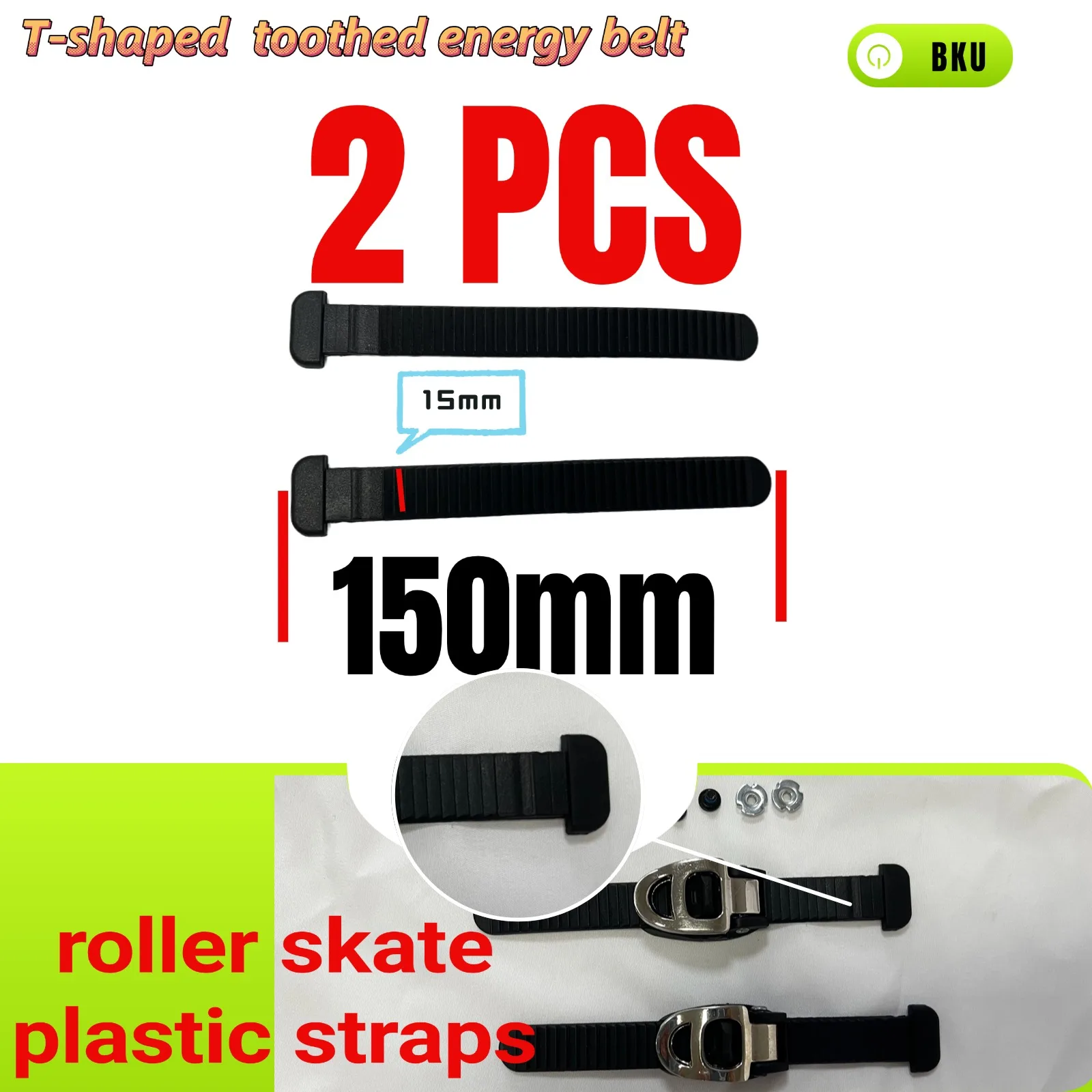 2PCS Schwarz Inline Skating Strap Skate Boot Schuhe Energie T Form Rollschuhe Schnalle Strap
