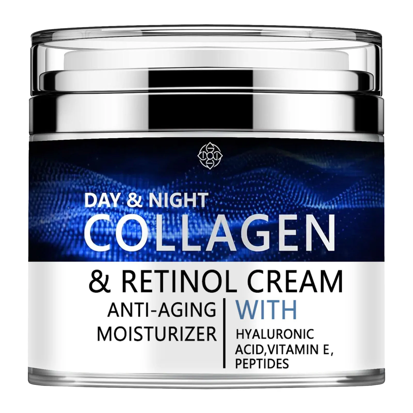 Creme de colágeno para rosto com retinol e ácido hialurônico, hidratante facial antienvelhecimento para cuidados com a pele dia e noite