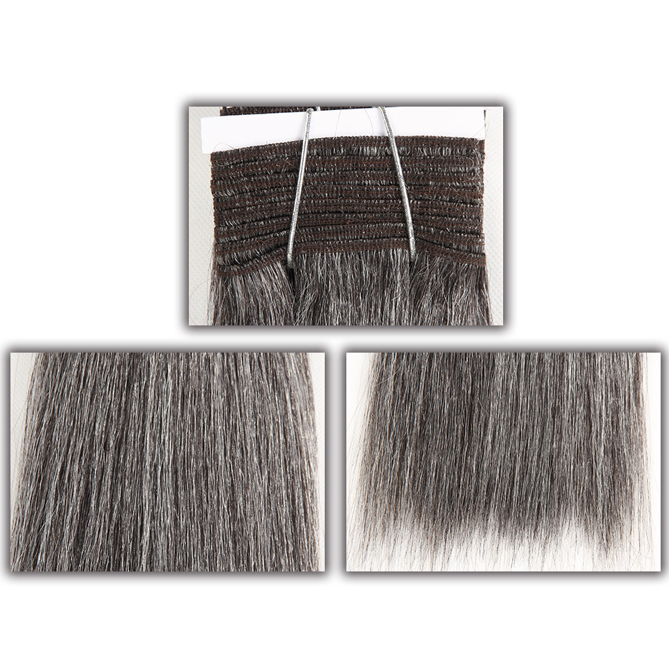 Elegante Yaki Brasileño Recto Blanco Gris 51 #   Paquetes de cabello de colores # 44 # 34 # 280 para extensión de cabello humano Remy negro