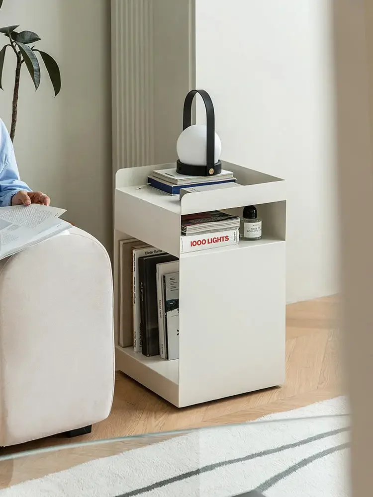 Home Removable Bedside Cabinet Nightstand Metal Iron Storage Locker Modern Simple Desk Bureau Sofa Side Sideboard