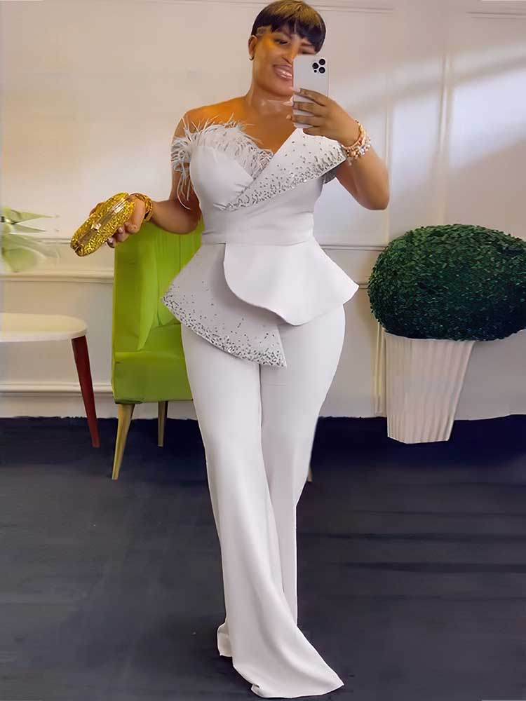 Trägerloser Overall mit hoher Taille, Nietenkragen, Damen-Abend- und Party-Röhrenoberteil-Overall für Frauen, eleganter sexy Geburtstags-Overall