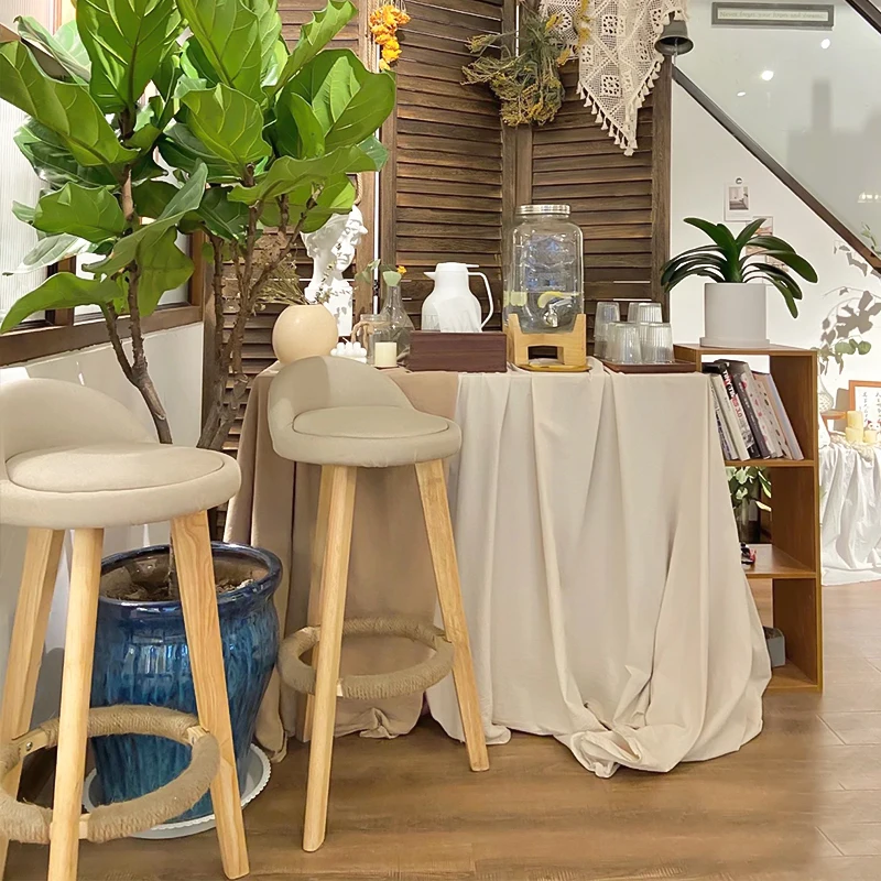 Nordic Minimalist Anti SLIP ไม้เก้าอี้สูงร้านอาหารด้านหน้าโต๊ะแคชเชียร์เก้าอี้โรงแรมบาร์ Creative ERGONOMIC เก้าอี้บาร์