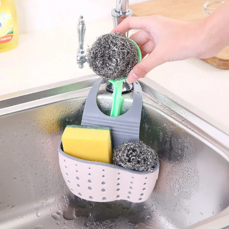 Escurridor de almacenamiento para el hogar, soporte para fregadero de cocina, esponja de jabón ajustable, escurridor colgante Shlf, bolsa, accesorios de cocina