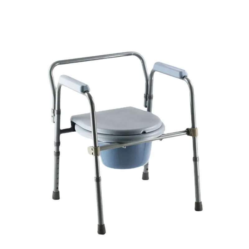 Taburete tipo concha para personas mayores, silla con cubo de inodoro, altura ajustable