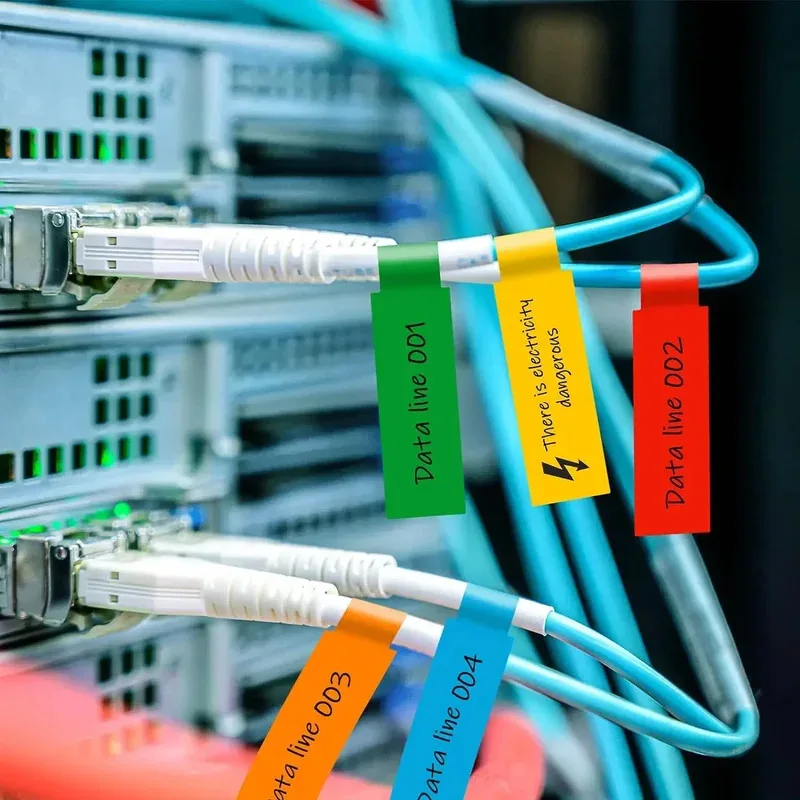 240/480 Uds. Etiquetas autoadhesivas para cables, bridas coloridas impermeables para marcar cables, pegatinas para impresora láser, organizadores de etiquetas de cables de fibra