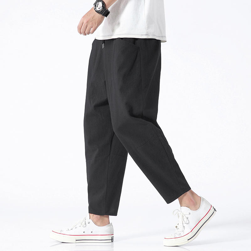 ブランド服 メンズ メンズ パンツ pants men 100% コットン夏カジュアルパンツ男トレンディ日本クロップドパンツルーズパンツ男性 5xl