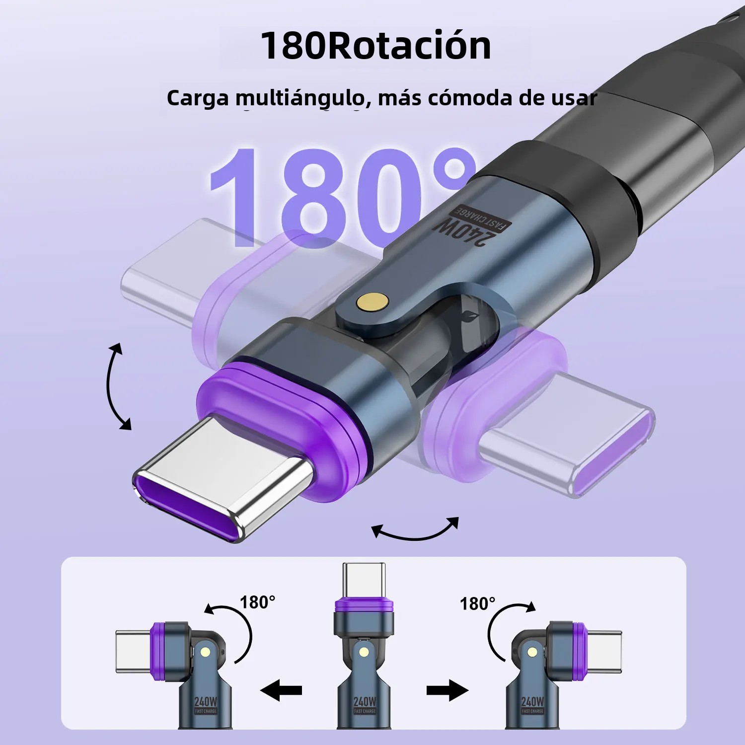 USLION 240W tipo C adaptador USB-C a tipo C Cable de carga rápida convertidor magnético USB C hembra para Macbook iPhone 16 15 Xiaomi