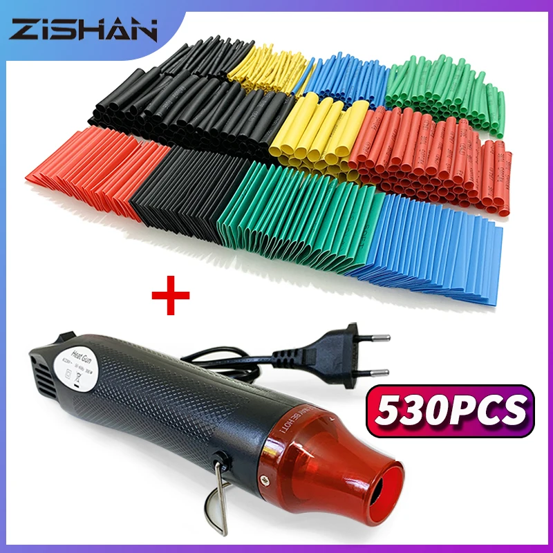 ZIShan 2:1 หดลวดหดห่อท่อลวดเชื่อมต่อฝาครอบป้องกัน 300W HOT AIR GUN 127-530pcs ความร้อนหดหลอด