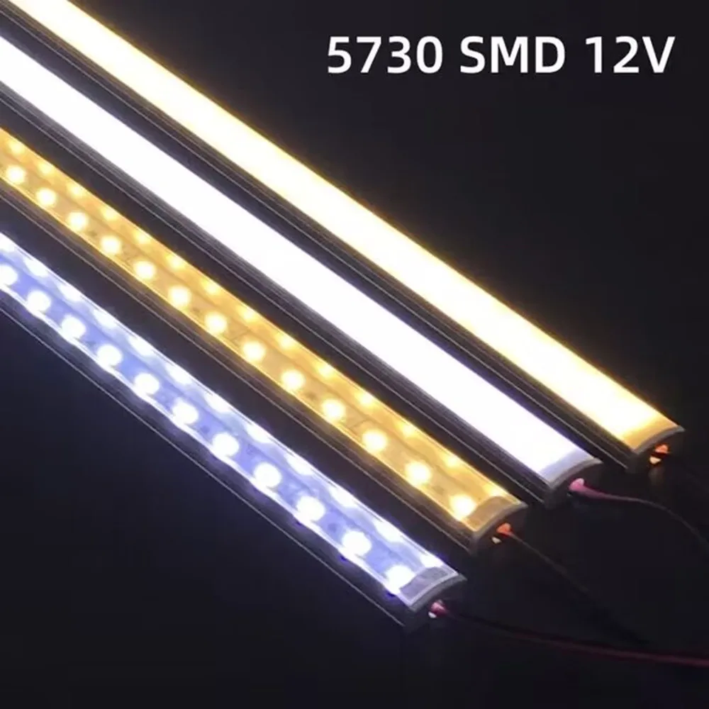 1-10 PZ Striscia rigida LED DC12V 50CM 20 pollici SMD5730 36 LED Striscia rigida a canale in alluminio LED piatto a forma di U/V per illuminazione interna