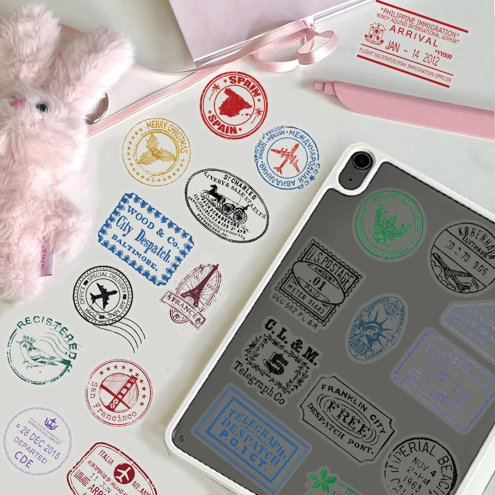 60 Stück kreative Retro-Poststempel-Aufkleber, Umschlag-Siegelaufkleber, DIY-Handyhüllen, Notebook, wasserfester Aufkleber