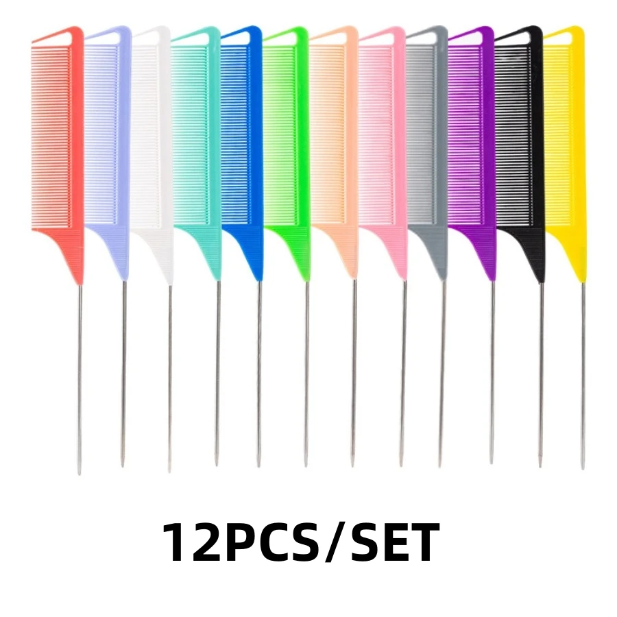 5 pezzi/12 pezzi pettine professionale a coda appuntita per acconciature color caramello per parrucca, partizione, treccia, tinture per capelli e evidenziazioni strumento per capelli