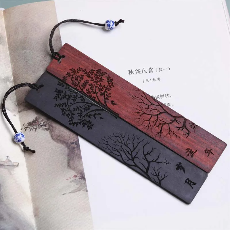 สไตล์จีนไม้บุ๊คมาร์ค Retro แกะสลัก Mahogany Book Mark สํานักงานนักเรียนเขียนอุปกรณ์โรงเรียนเครื่องเขียนเด็กอุปกรณ์เสริม