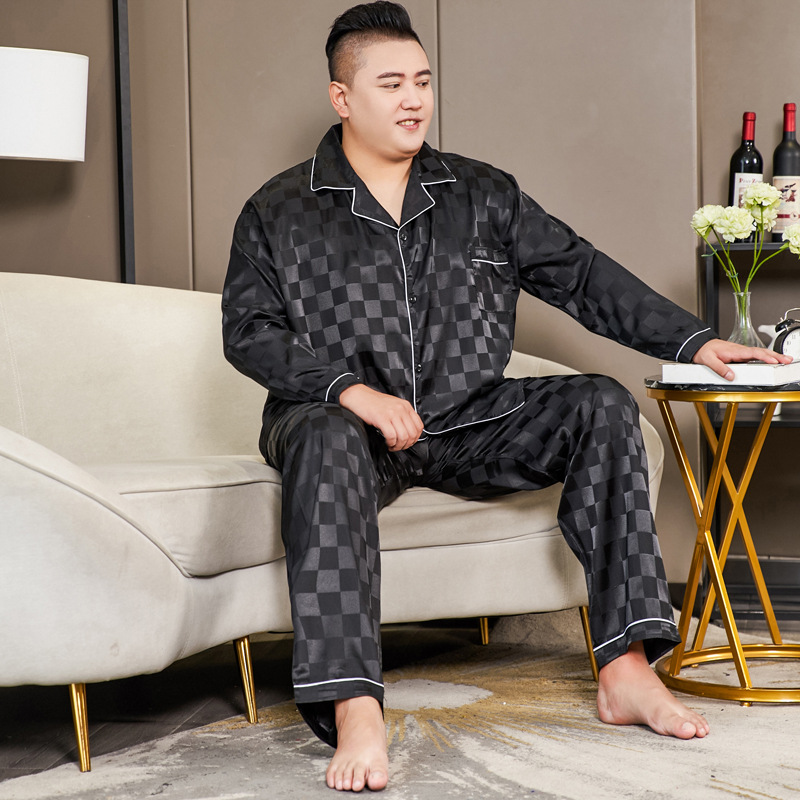5XL ビッグサイズパジャマ男性のための 165 キロ春夏アイスシルクサテンクールパジャマ男セットカジュアルルーズ高級プリントパジャマスパースター
