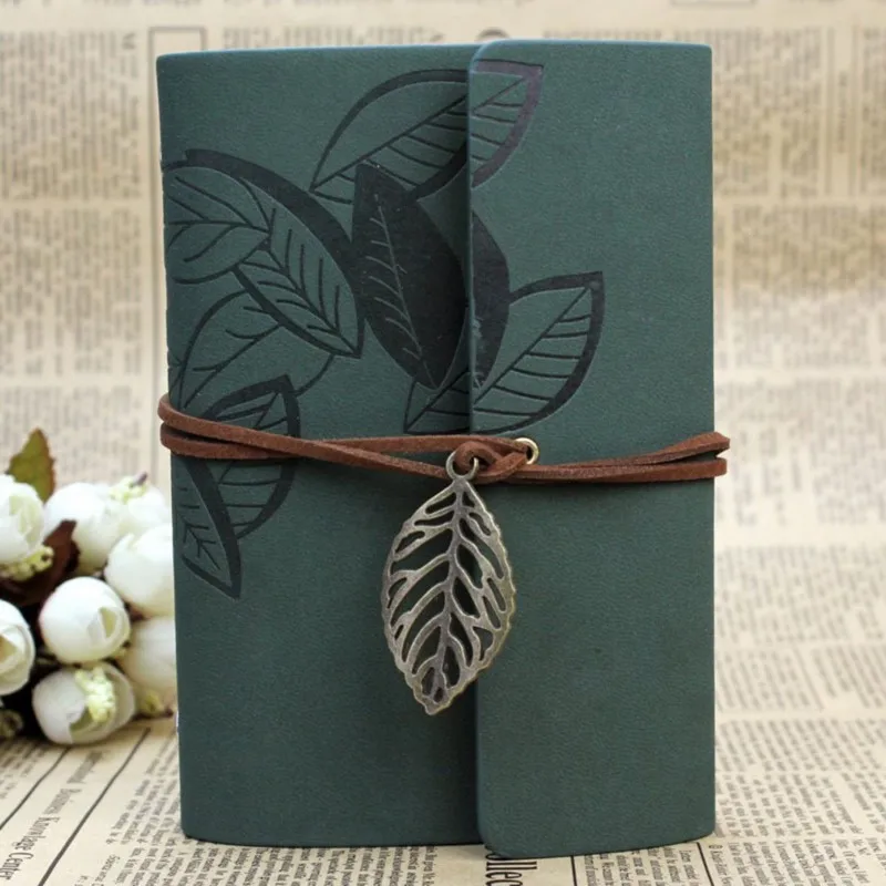 1PC Retro Leaf โน้ตบุ๊คโรงเรียนเครื่องเขียน Office Diary Notepad วรรณกรรม PU หนัง Note Book Traveler สมุดบันทึกของขวัญ