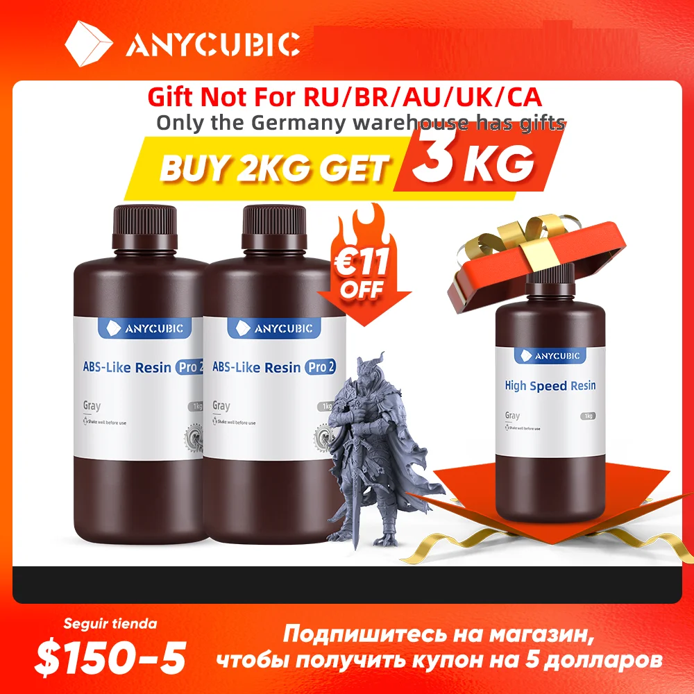 ANYCUBIC ABS Pro 2 Смола 405 нм фоточувствительная полирезина Высокая точность с минимальной усадкой для ЖК 3D-принтера