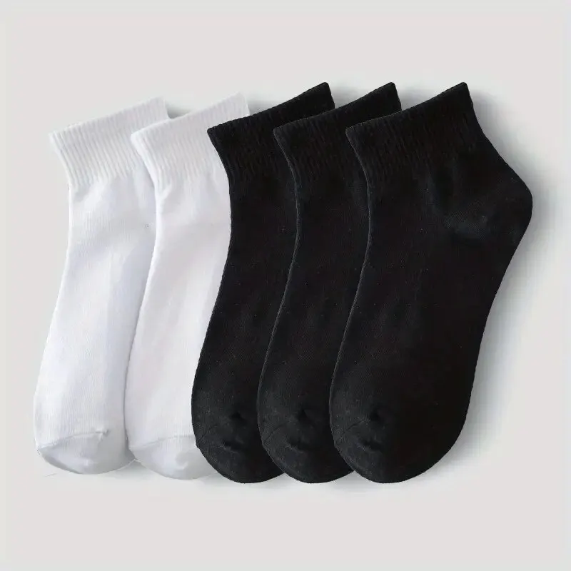 Calcetines cómodos y transpirables para hombre, medias de negocios en blanco y negro, de alta calidad, para primavera y otoño, lote de 5 pares