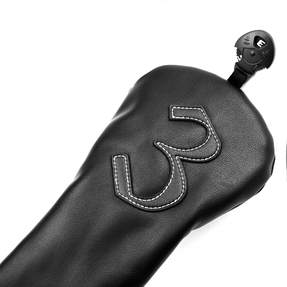 Cuero negro de la PU 1 3 5 X apliques Golf Driver Fairway Hybrid UT club headcover set
